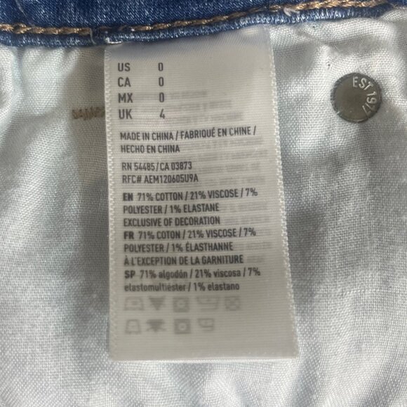 American Eagle Distressed Denim Shorts Size 0 Blue Next Level Stretch Cutoffs - Picture 11 of 14